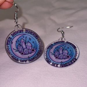 Purple Crystal & Moon Dangle Earrings